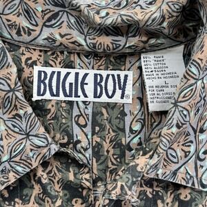 Bugle Boy Mens Long Sleeve Button Up‎ Shirt Size L All Over Print Casual
